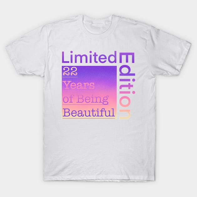 22 Year Old Gift Gradient Limited Edition 22th Retro Birthday T-Shirt by Designora